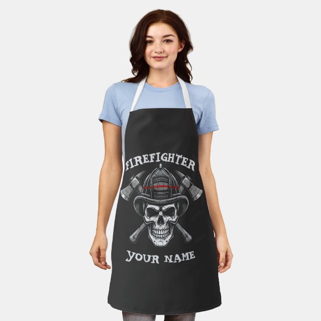 Custom Name Firefighter Wife Apron (Worn)