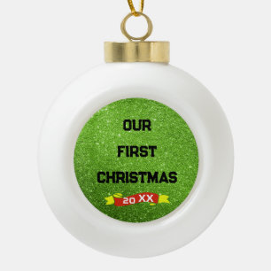 Custom Name First Christmas Ceramic Ball Christmas Ornament