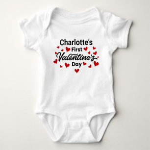 Custom Name First Valentine's Day Baby Bodysuit