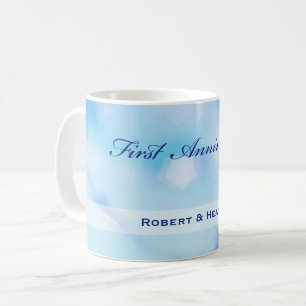 Custom Name, First Wedding Anniversary Sparkle Coffee Mug