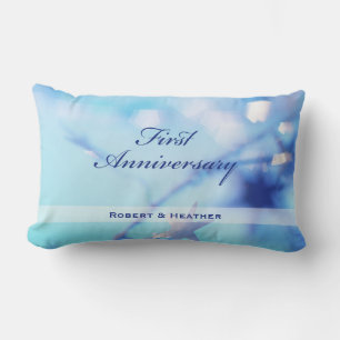 Custom Name, First Wedding Anniversary Sparkle Lumbar Cushion