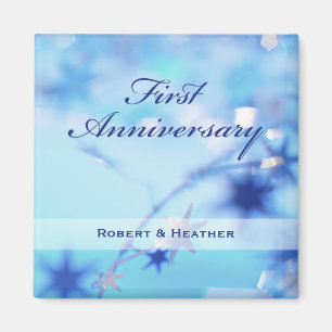 Custom Name, First Wedding Anniversary Sparkle Magnet