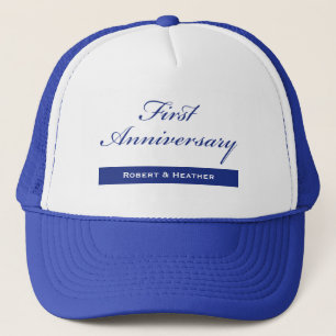Custom Name, First Wedding Anniversary Sparkle Trucker Hat