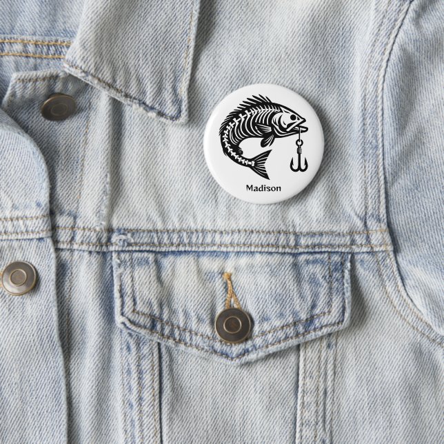 Custom Name Fish 6 Cm Round Badge (In Situ)
