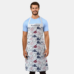 Custom name Fish Pattern aprons