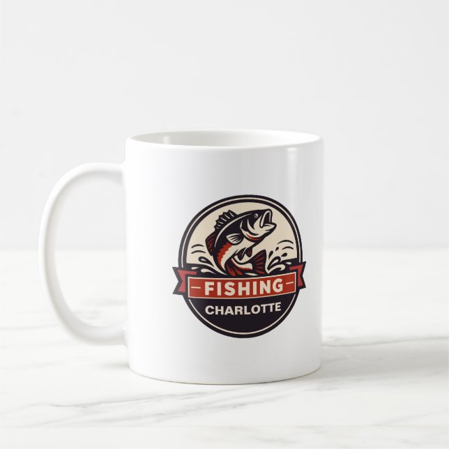 Custom Name Fishing Coffee Mug (Left)