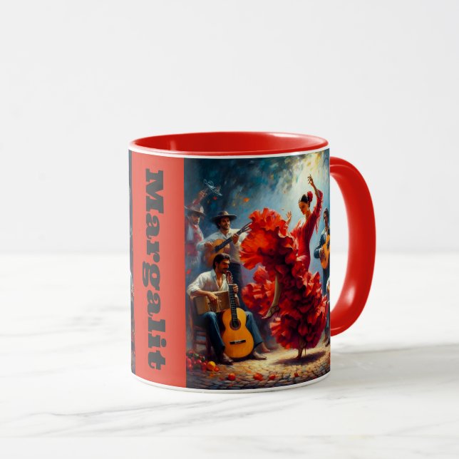 Custom Name Flamenco Latina Dancing Dance Spanish Mug (Front Right)