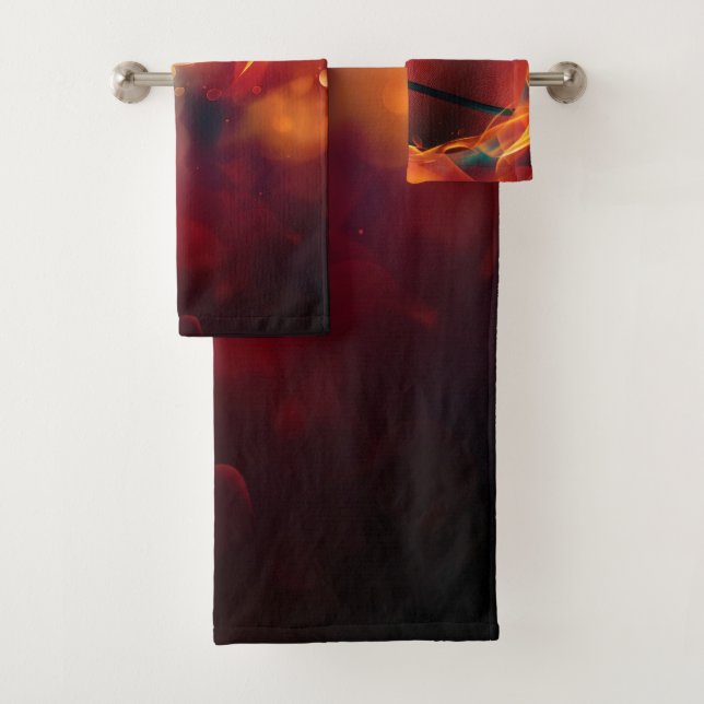 Custom Name Flaming Basketball Bath Towel Set (Insitu)
