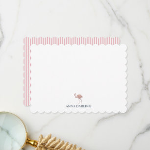 Custom Name Flamingo Tropical Stationary Thank You Card