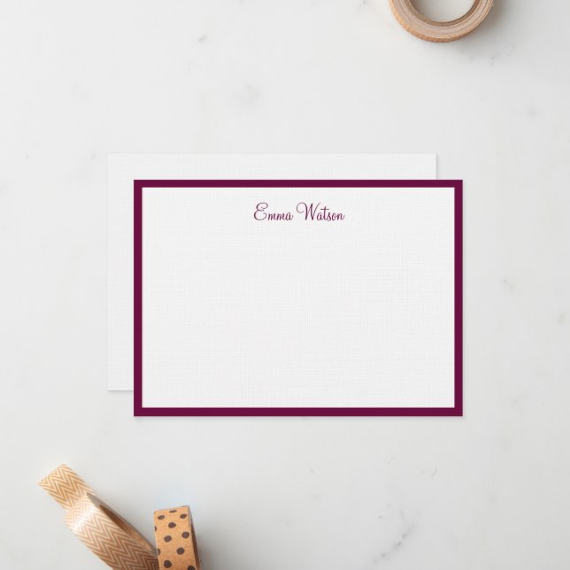 Custom Name Flat Note Card (Front/Back In Situ)