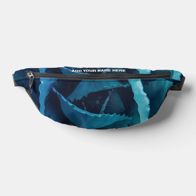 Custom Name Floral BLUE ROSE Fanny Pack (Lay Down)