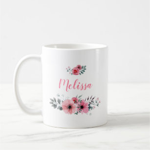 Custom Name Floral Coffee Mug