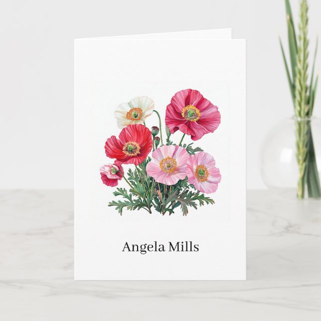 Custom Name Floral Folded Note Card (Front)