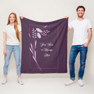 Custom Name Floral Frame Fleece Blanket