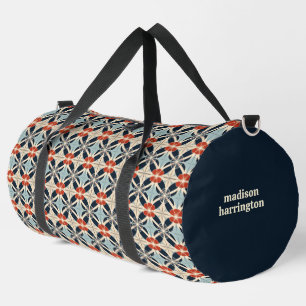 Custom Name Floral Japanese Pattern Duffle Bag