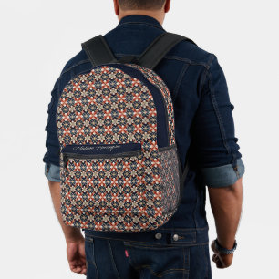 Custom Name Floral Japanese Pattern Printed Backpack