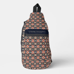 Custom Name Floral Japanese Pattern Sling Bag