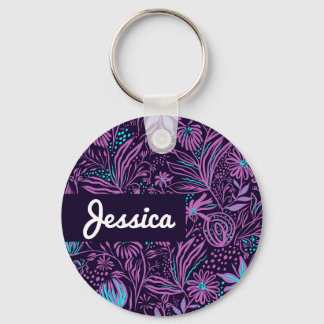 Custom name Floral Keychain