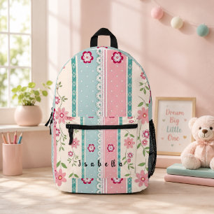 Custom Name Floral Kids Backpack