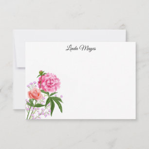 Custom Name Floral Note Card