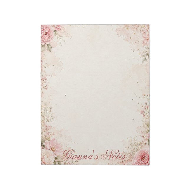 Custom Name Floral Notepad (Rotated)