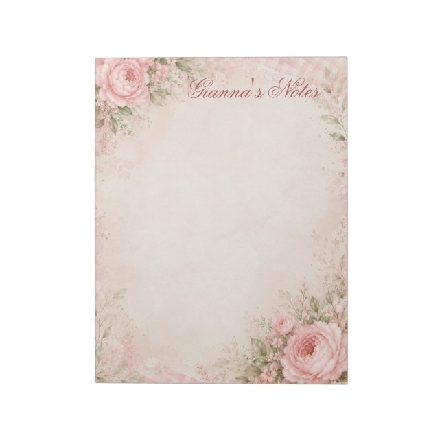 Custom Name Floral Notepad (Rotated)