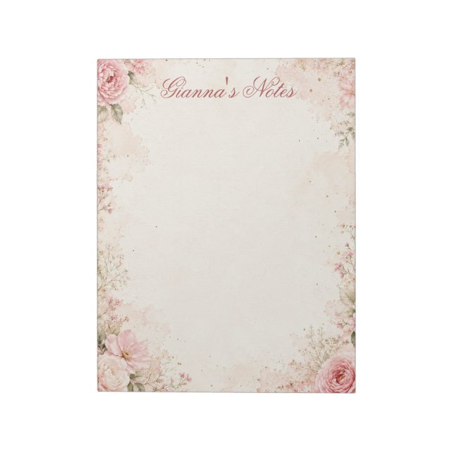 Custom Name Floral Notepad (Rotated)