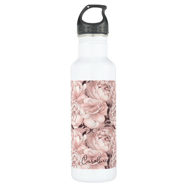 Custom Name Floral Pattern 710 Ml Water Bottle (Front)