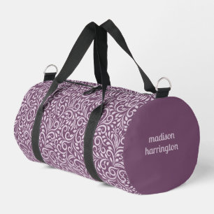 Custom Name Floral Pattern Duffle Bag
