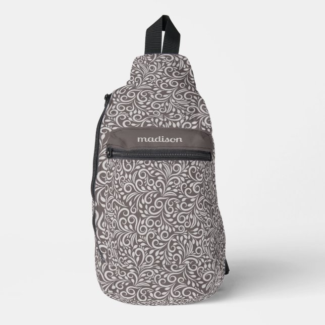 Custom Name Floral Pattern Sling Bag (Front)