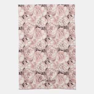 Custom Name Floral Pattern Tea Towel