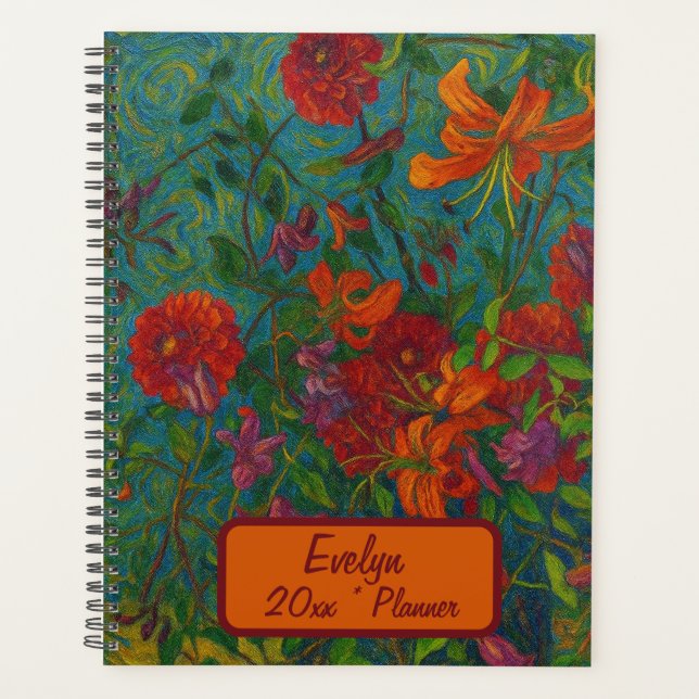 Custom Name  Floral Planner (Front)
