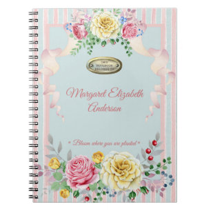 Custom Name Floral Quote Notebook