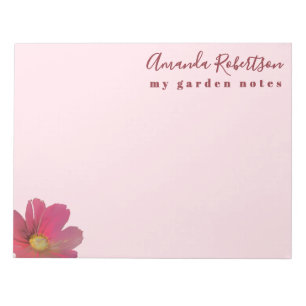Custom Name Floral Watercolor Pastel Pink Red Chic Notepad