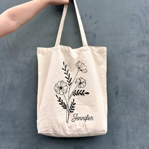 Custom Name Flower Bag for Mum, Grandma & Friends