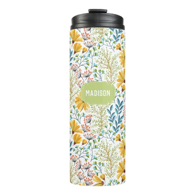 Custom name Flower Illustration tumbler (Front)