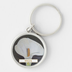 Custom Name Flower LILY Acrylic Painting Key Ring