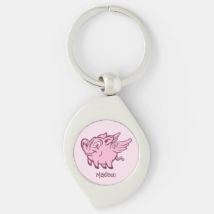 Custom Name Flying Pig Key Ring