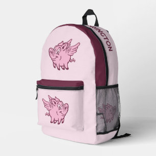 Custom Name Flying Pigs Printed Backpack