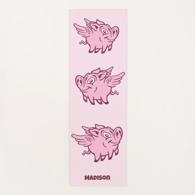 Custom Name Flying Pigs Yoga Mat (Front)