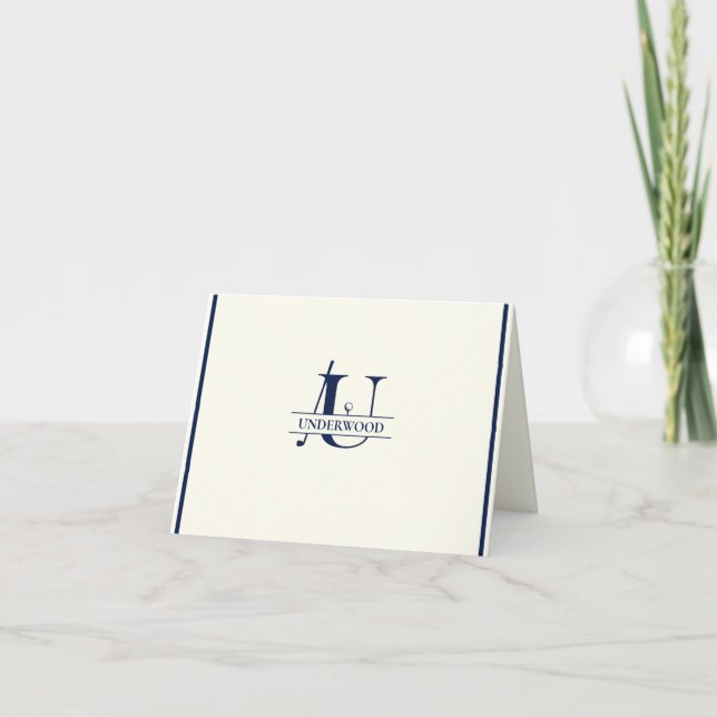 Custom Name Folded Note Cards Golf  (Front)