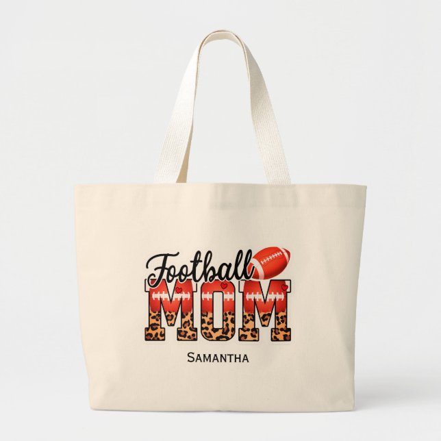 Custom Name Football Mom | Mother's Day Large Tote Bag (Front)