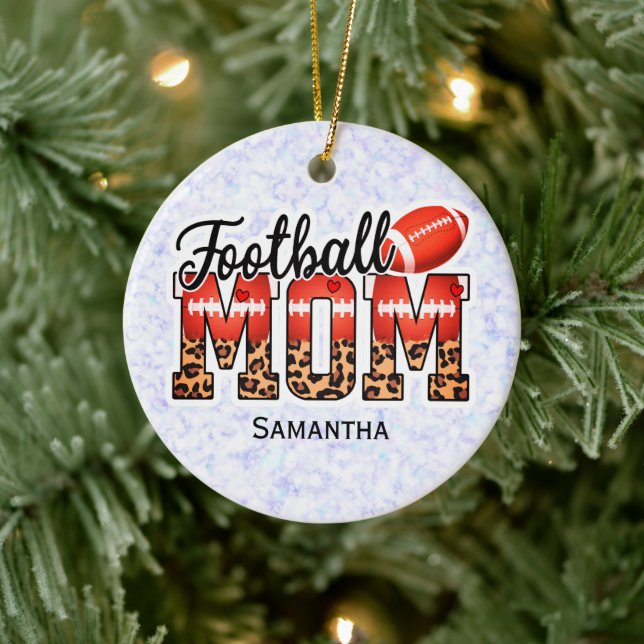 Custom Name Football Mum | Mother's Day Ceramic Ornament (Tree)