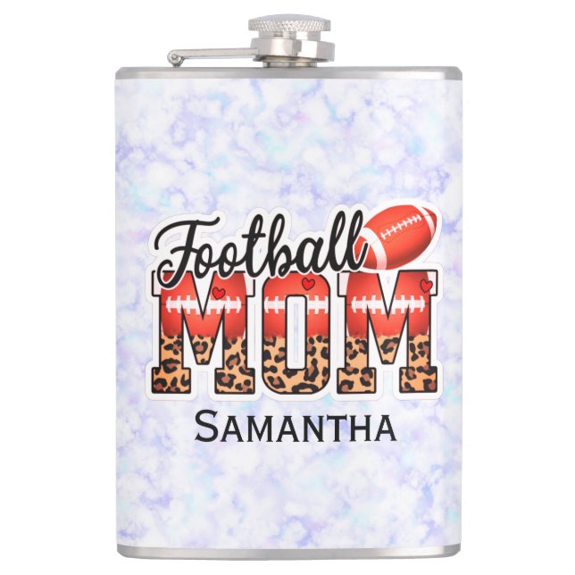 Custom Name Football Mum | Mother's Day Hip Flask (Front)