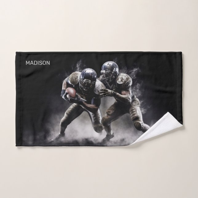 Custom Name Football Players Illustration Hand Towel (Hand Towel)