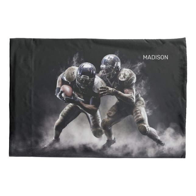Custom Name Football Players Illustration Pillowcase (Back)