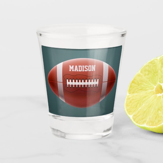 Custom name Football shot glass (Front)