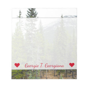 Custom Name + Forest and Mountain Scene Notepad