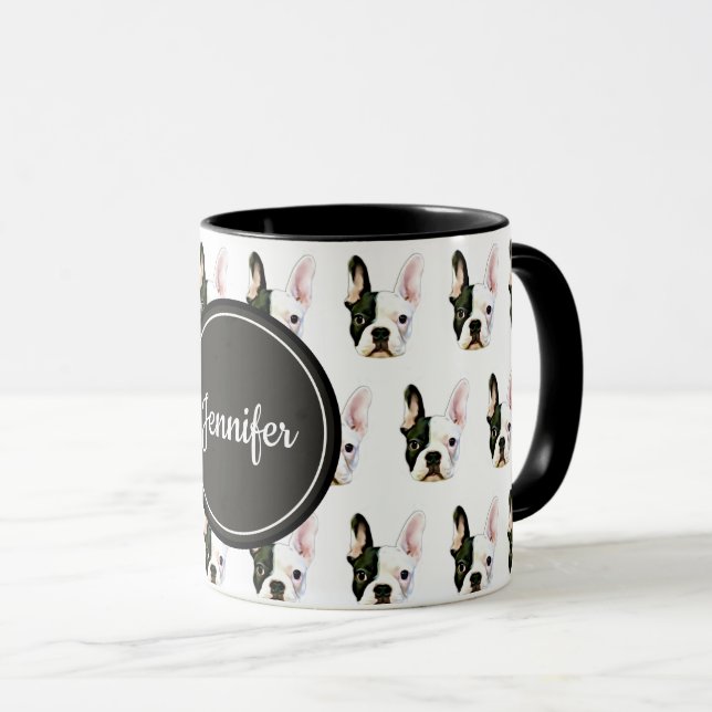 Custom Name French Bulldog Coffee Mug (Front Right)