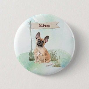 Custom Name French Bulldog Pet Dog 6 Cm Round Badge